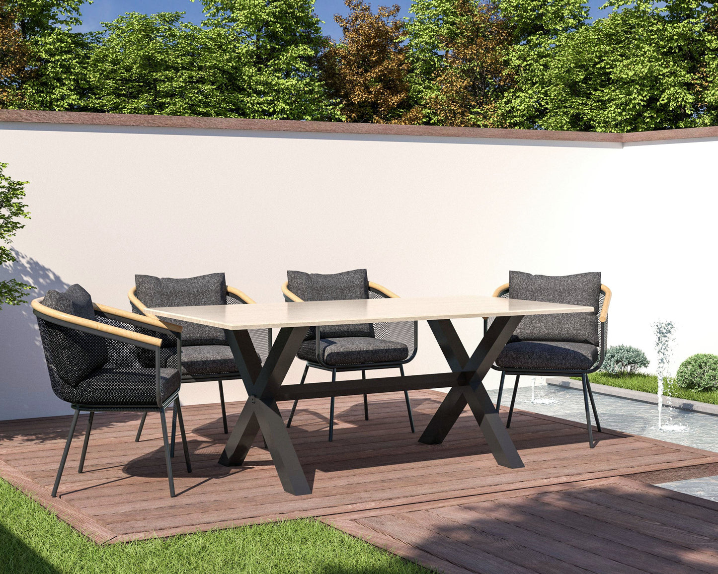 X Frame Outdoor Dining Table