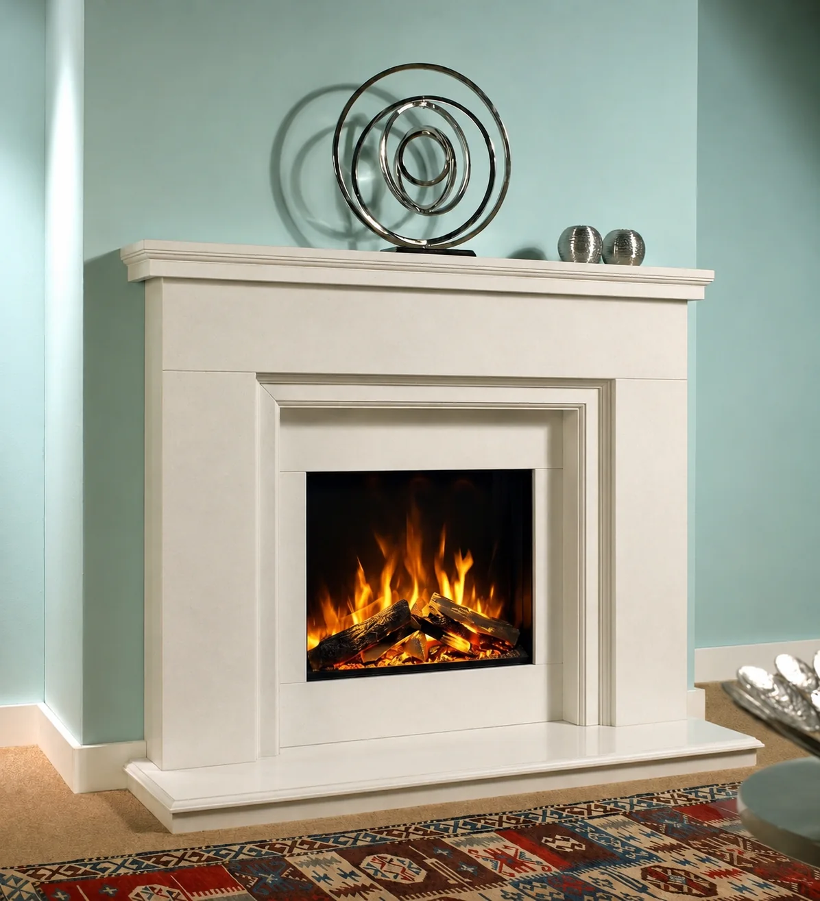 Sontuoso Stone marble fireplace in a room setting
