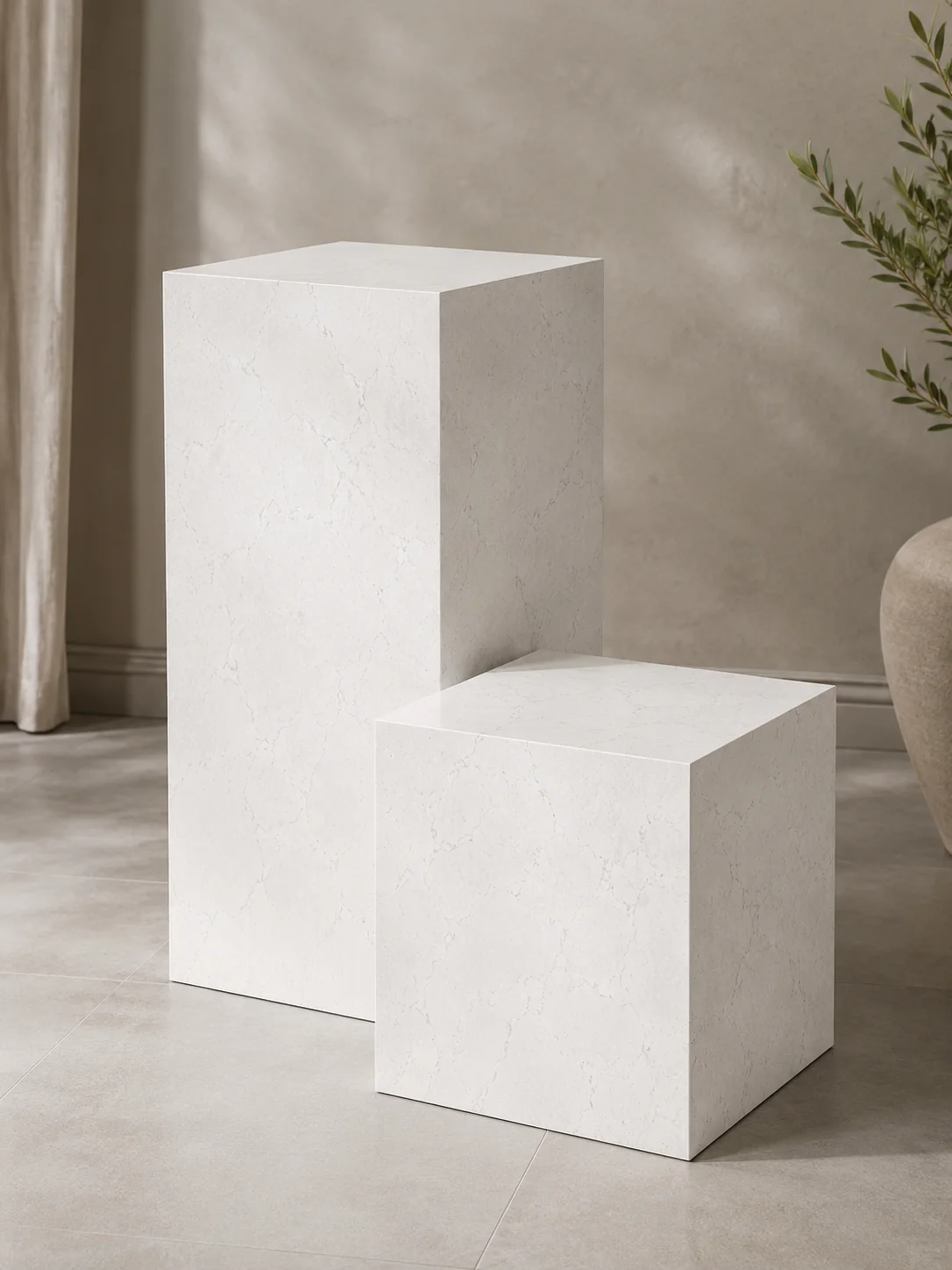 Pedestal and Cube Set by Sontuoso Stone