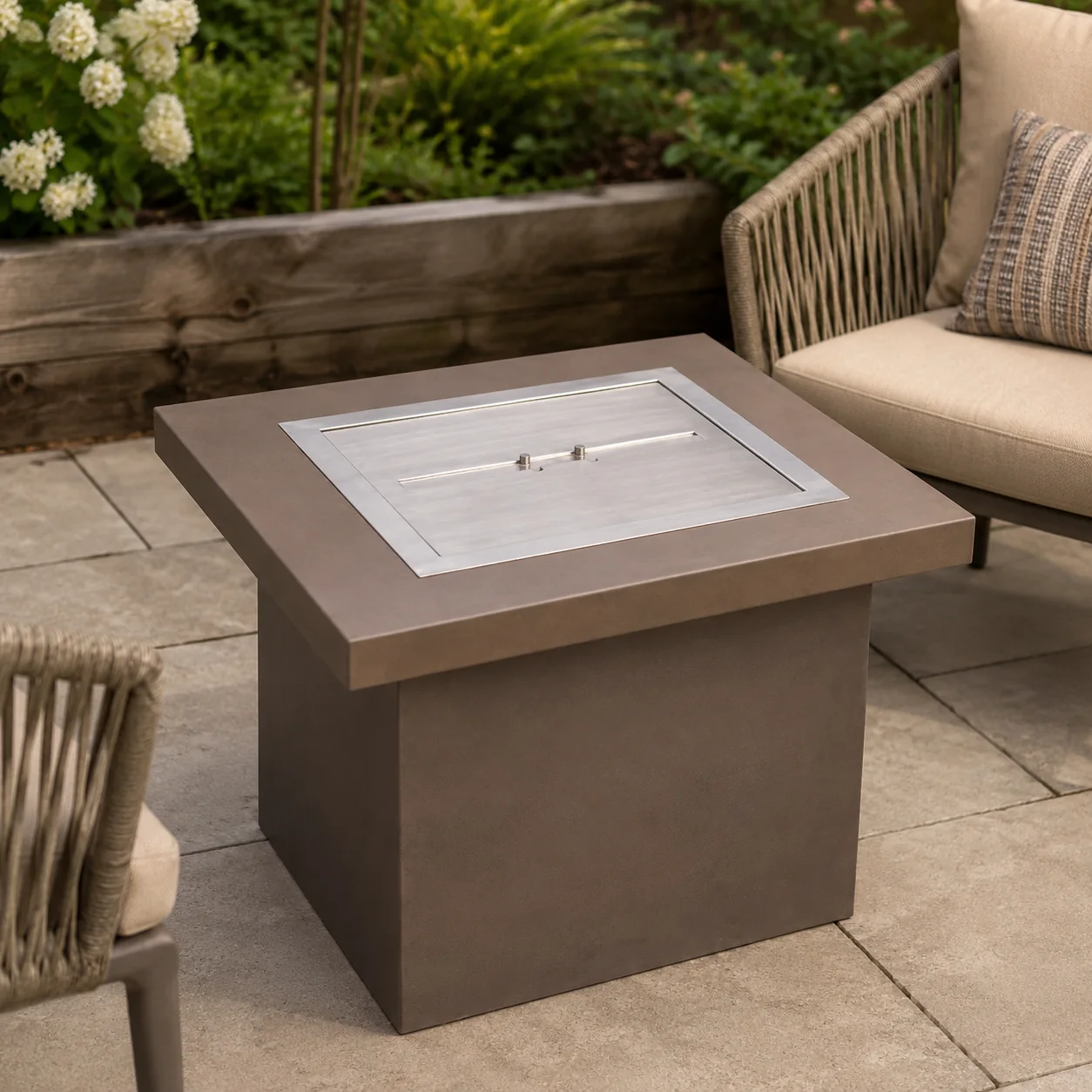 Square Outdoor Bioethanol Fire Pit by Sontuoso Stone